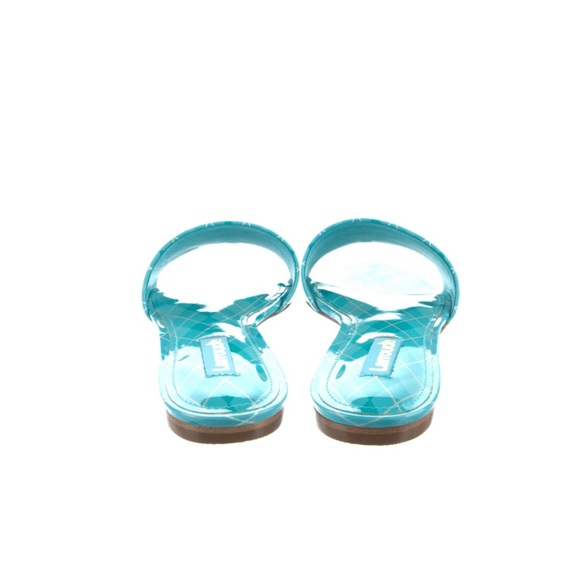 Larroude - Ivy Flat Mule Turquoise Aqcua Argyle patent leather - Picture 8 of 11